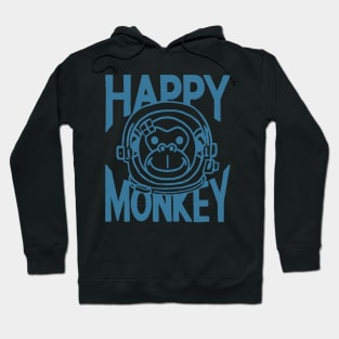 A Space Monkey Is A Happy Monkey Retro Blue Hoodie